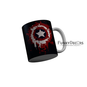 FunkyDecors Captain America  Black Ceramic Coffee Mug, 350 ml
