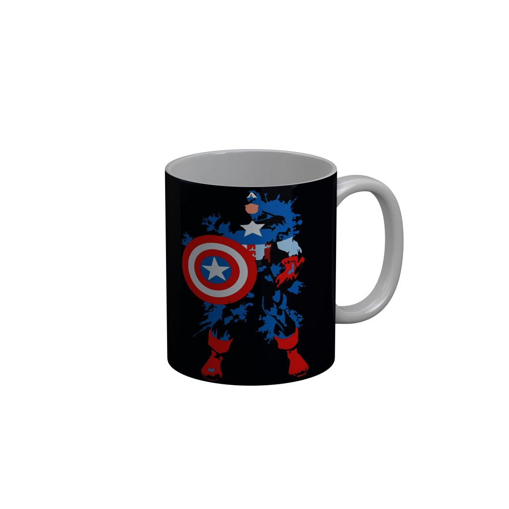 FunkyDecors Captain America Black Ceramic Coffee Mug, 350 ml