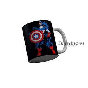 Funkydecors Captain America Black Ceramic Coffee Mug 350 Ml Mugs