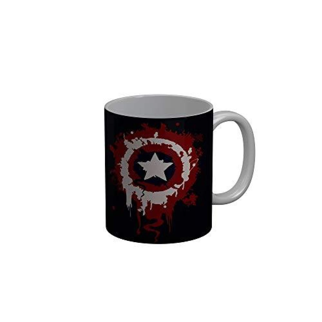 Funkydecors Captain America Black Ceramic Coffee Mug 350 Ml Mugs