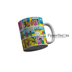 Funkydecors Chacha Choudhary Comic Cartoon Ceramic Mug 350 Ml Multicolor Mugs