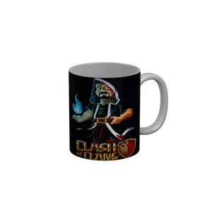 FunkyDecors Clash Of Clans Black Ceramic Coffee Mug, 350 ml