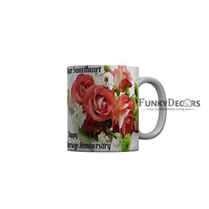 Funkydecors Dear Sweetheart Happy Marriage Anniversary Ceramic Mug 350 Ml Multicolor Mugs
