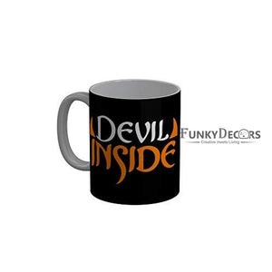 Funkydecors Devil Inside Black Funny Quotes Ceramic Coffee Mug 350 Ml Mugs