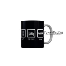 Load image into Gallery viewer, FunkyDecors Eat Sleep Clash and Clans Black Funny Quotes Ceramic Coffee Mug, 350 ml
