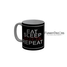 Load image into Gallery viewer, FunkyDecors Eat Sleep Sutta Repeat Black Funny Quotes Ceramic Coffee Mug, 350 ml
