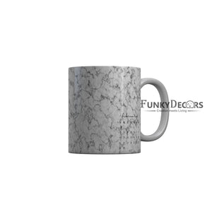 FunkyDecors February Calender White Marble Pattern Ceramic Coffee Mug
