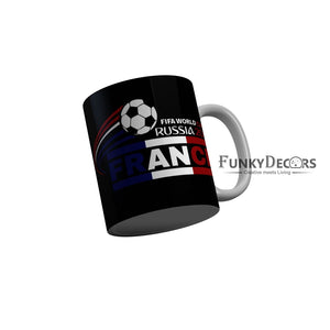 FunkyDecors Fifa World Cup Russia 2018 France Black Ceramic Coffee Mug, 350 ml