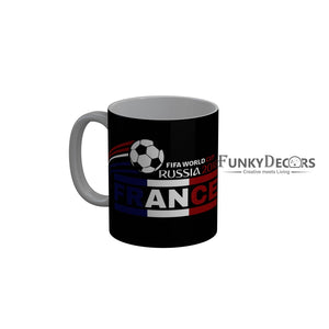 FunkyDecors Fifa World Cup Russia 2018 France Black Ceramic Coffee Mug, 350 ml