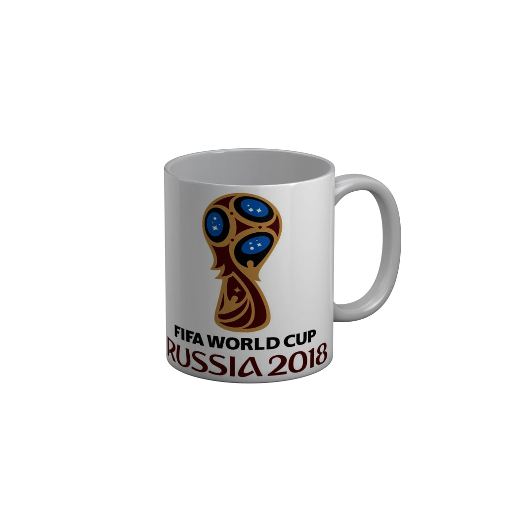 FunkyDecors Fifa World Cup Russia 2018 White Ceramic Coffee Mug, 350 ml