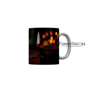FunkyDecors Fill your day with pleasant suprises and moments Happy Diwali Ceramic Mug, 350 ML, Multicolor
