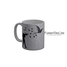 Load image into Gallery viewer, FunkyDecors Flying Birds White Motivational Quotes Ceramic Coffee Mug, 350 ml
