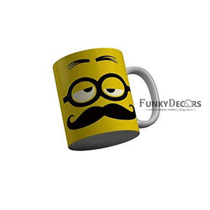 Funkydecors Funny Face Yellow Ceramic Coffee Mug 350 Ml Mugs