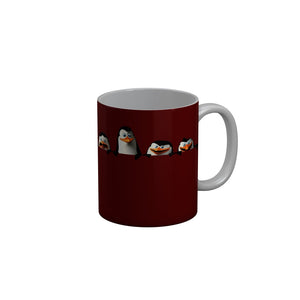 FunkyDecors Funny Penguins Red Ceramic Coffee Mug, 350 ml