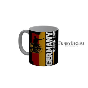 FunkyDecors Germany Russia 208 Black Quotes Ceramic Coffee Mug, 350 ml