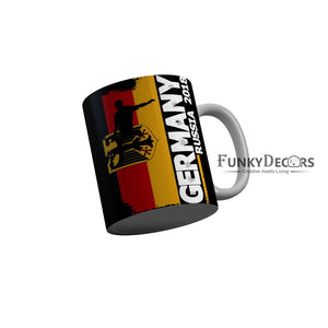 FunkyDecors Germany Russia 208 Black Quotes Ceramic Coffee Mug, 350 ml