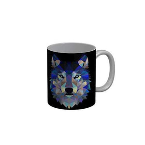 Funkydecors Graphical Lion Face Black Ceramic Coffee Mug 350 Ml Mugs