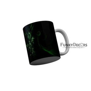 FunkyDecors Green Black Flower Pattern Ceramic Coffee Mug