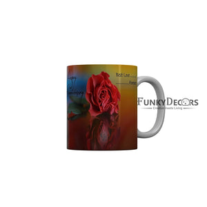 Funkydecors Happy Anniversary Best Love Forever Ceramic Mug 350 Ml Multicolor Mugs
