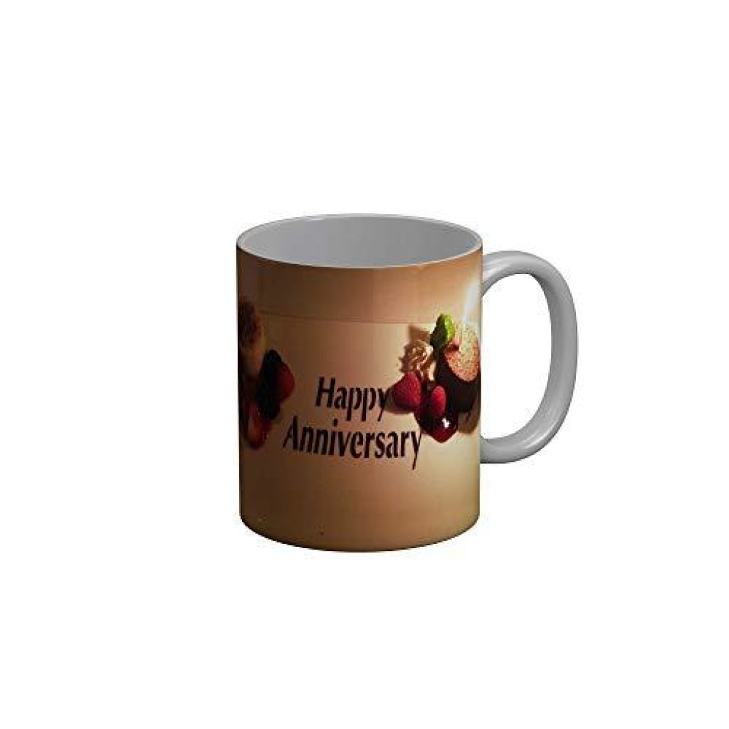 Funkydecors Happy Anniversary Ceramic Mug 350 Ml Multicolor Mugs