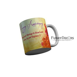 Funkydecors Happy Anniversary Ceramic Mug 350 Ml Multicolor Mugs