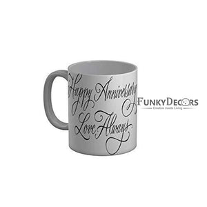 Funkydecors Happy Anniversary Love Always Ceramic Mug 350 Ml Multicolor Mugs