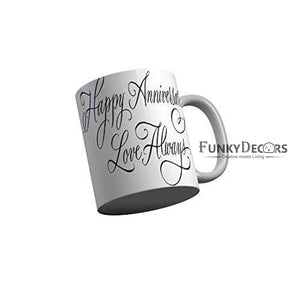 Funkydecors Happy Anniversary Love Always Ceramic Mug 350 Ml Multicolor Mugs