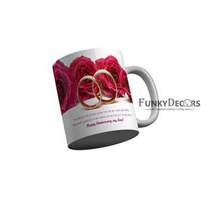Funkydecors Happy Anniversary My Love Ceramic Mug 350 Ml Multicolor Mugs