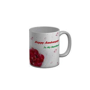 Funkydecors Happy Anniversary To My Sweetheart Ceramic Mug 350 Ml Multicolor Mugs