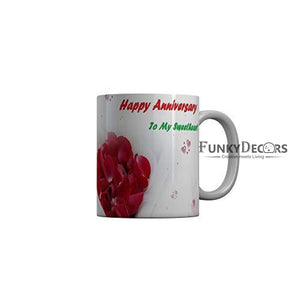 Funkydecors Happy Anniversary To My Sweetheart Ceramic Mug 350 Ml Multicolor Mugs