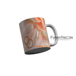 Funkydecors Happy Anniversary Wedding Congratulation Ceramic Mug 350 Ml Multicolor Mugs