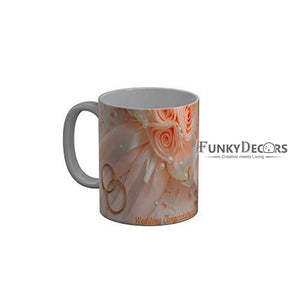 Funkydecors Happy Anniversary Wedding Congratulation Ceramic Mug 350 Ml Multicolor Mugs