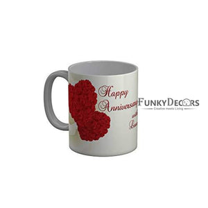 Funkydecors Happy Anniversary With Love Ceramic Mug 350 Ml Multicolor Mugs