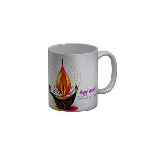 FunkyDecors Happy Diwali Festival of lightSpecial Diwali Ceramic Mug, 350 ML, Multicolor