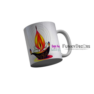 FunkyDecors Happy Diwali Festival of lightSpecial Diwali Ceramic Mug, 350 ML, Multicolor