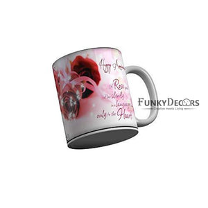 Funkydecors Happy Wedding Anniversary Ceramic Mug 350 Ml Multicolor Mugs