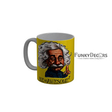 Load image into Gallery viewer, FunkyDecors He Awesome Square Yellow Funny Quotes Ceramic Coffee Mug, 350 ml
