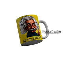 Load image into Gallery viewer, FunkyDecors He Awesome Square Yellow Funny Quotes Ceramic Coffee Mug, 350 ml
