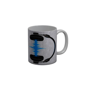 FunkyDecors Headset Grey Ceramic Coffee Mug, 350 ml