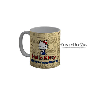 FunkyDecors Hello Kitty A Day Happy In The Happy Life of us Cartoon Ceramic Coffee Mug