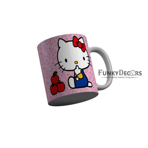 FunkyDecors Hello Kitty Apple Pink Cartoon Ceramic Coffee Mug