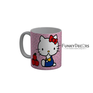 FunkyDecors Hello Kitty Apple Pink Cartoon Ceramic Coffee Mug