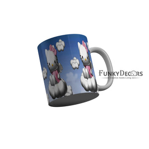 FunkyDecors Hello Kitty Blue Cartoon Ceramic Coffee Mug