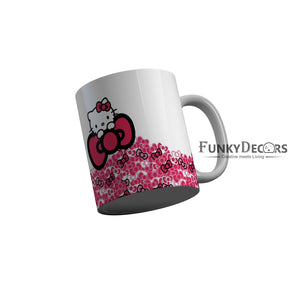 FunkyDecors Hello Kitty Pink Cartoon Ceramic Coffee Mug