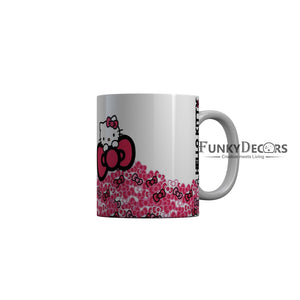 FunkyDecors Hello Kitty Pink Cartoon Ceramic Coffee Mug