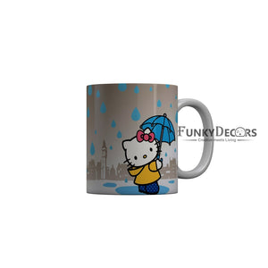 FunkyDecors Hello Kitty Rainy Season Cartoon Ceramic Coffee Mug