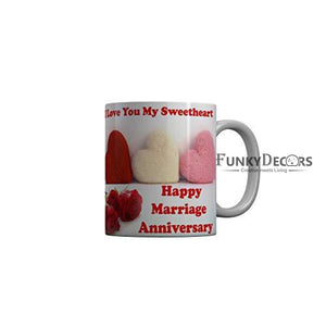 Funkydecors I Love You My Sweetheart Happy Marriage Anniversary Ceramic Mug 350 Ml Multicolor Mugs