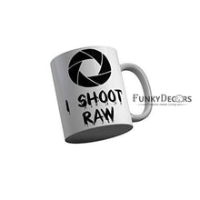 Load image into Gallery viewer, Funkydecors I Shoot Raw Grey Quotes Ceramic Coffee Mug 350 Ml Mugs
