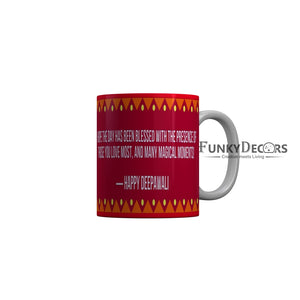 FunkyDecors Ihope you blessed with the presence of those you love most Happy Diwali Ceramic Mug, 350 ML, Multicolor