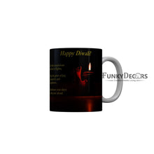 Load image into Gallery viewer, FunkyDecors Illuminate your days in the year ahead Happy Diwali Ceramic Mug, 350 ML, Multicolor
